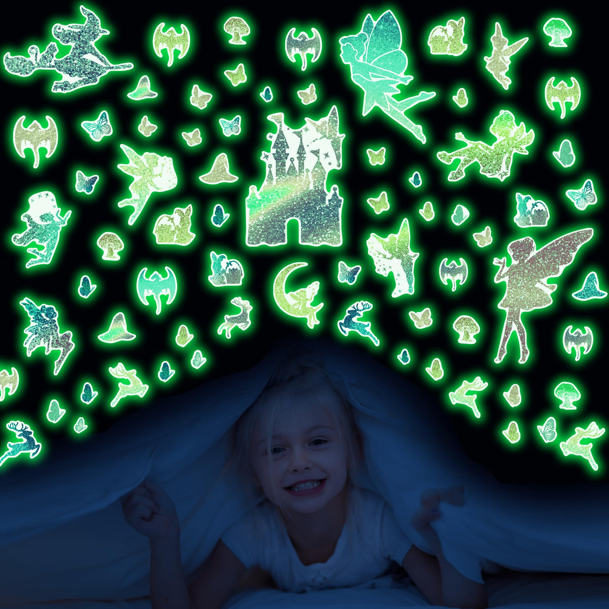 Robmoda glow-dark fairy wall decal sheet for ceiling decor and wonder.