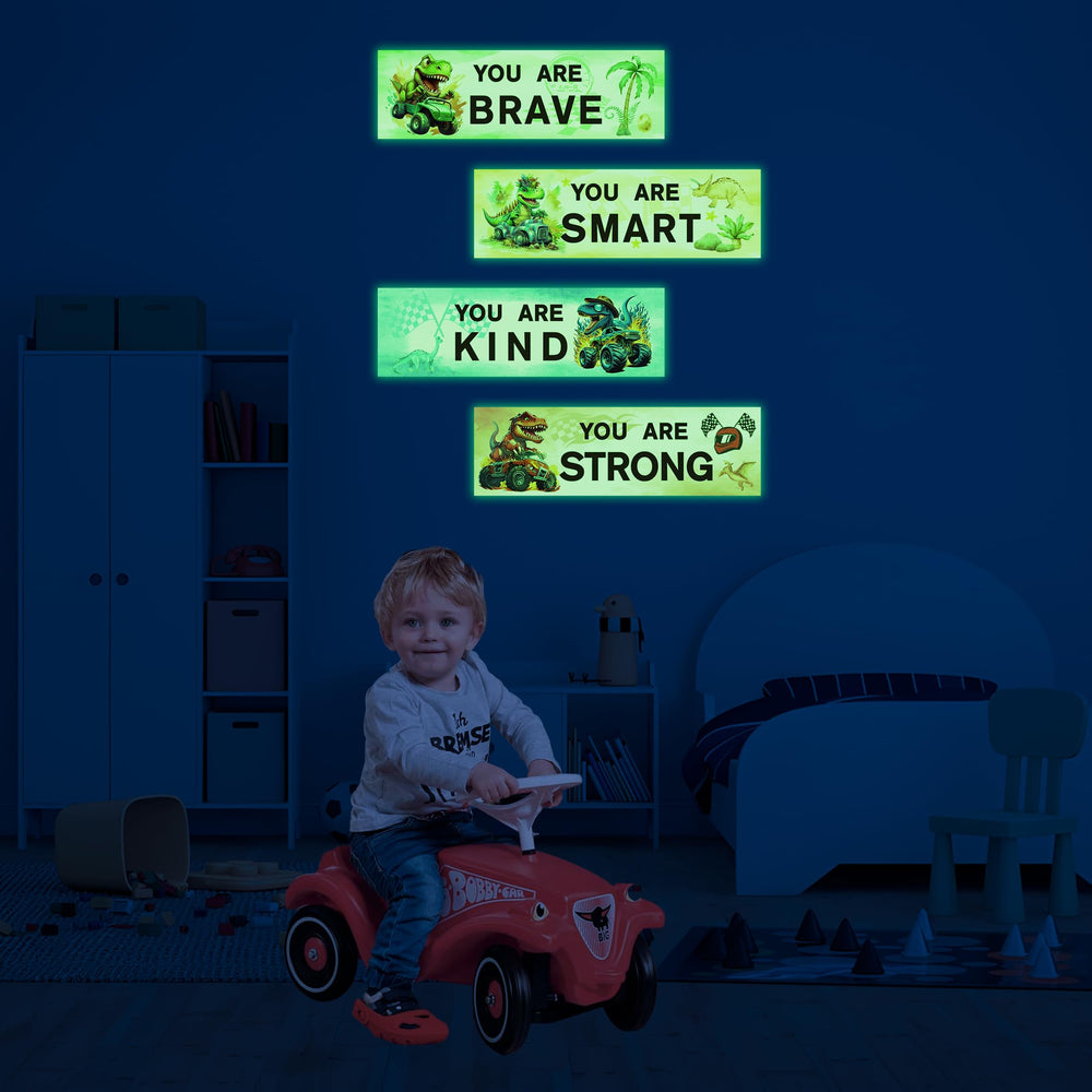 Robmoda glow-dino-truck wall decal 3 simple self-adhesive for smooth surfaces