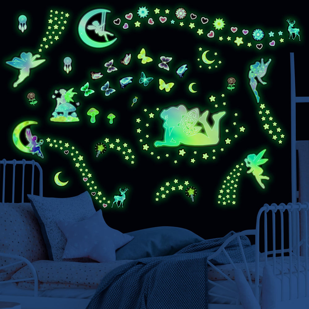 Robmoda glow fairy sticker sheets illuminate bedtime fantasies with gentle neon accents