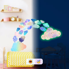Robmoda glow-colorful-clouds wall stickers sheet 3 provide removable, reusable decor for classrooms.
