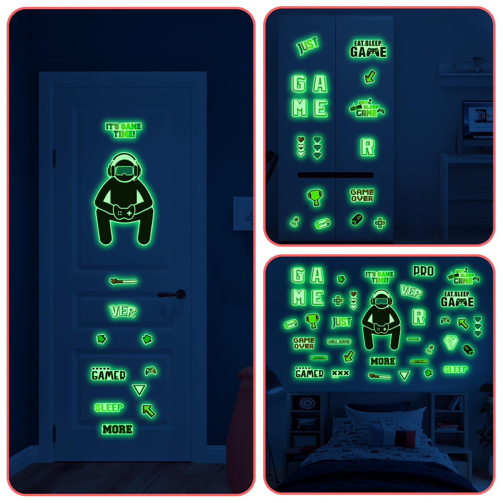 Robmoda Glow-in-the-Dark game wall stickers joystick focus for bold playroom decor