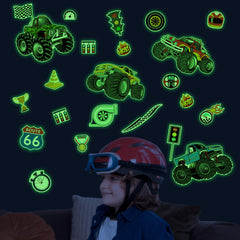 Robmoda glow-in-the-dark racing wall stickers glow after light exposure for kid-friendly ambiance