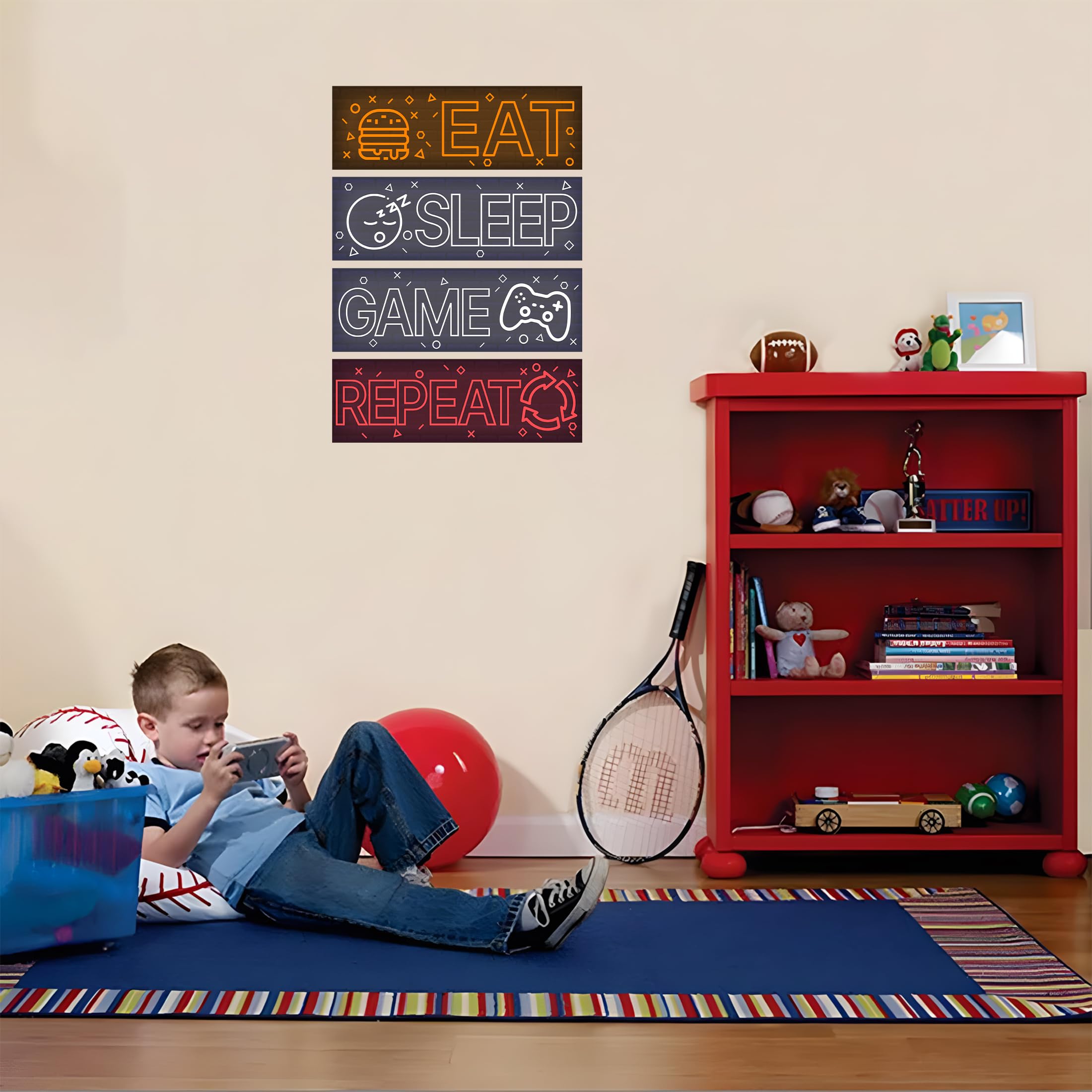 Robmoda glow neon wall stickers repeat-themed decor for continuous gaming vibe.