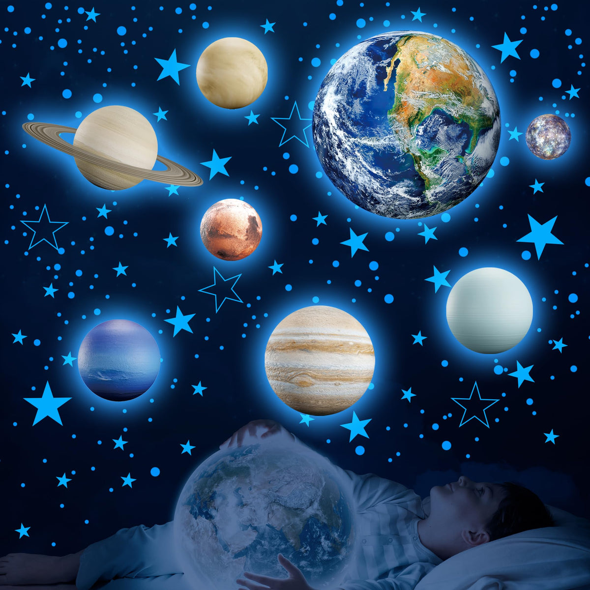 Robmoda glow stars on ceiling create a calming night sky