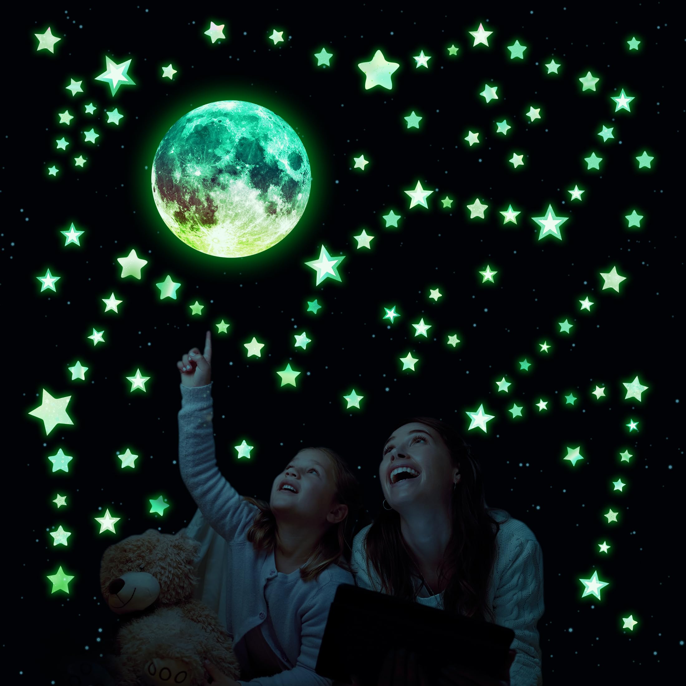 Robmoda glow-stars-ceiling creates a twinkling night sky for kids' rooms