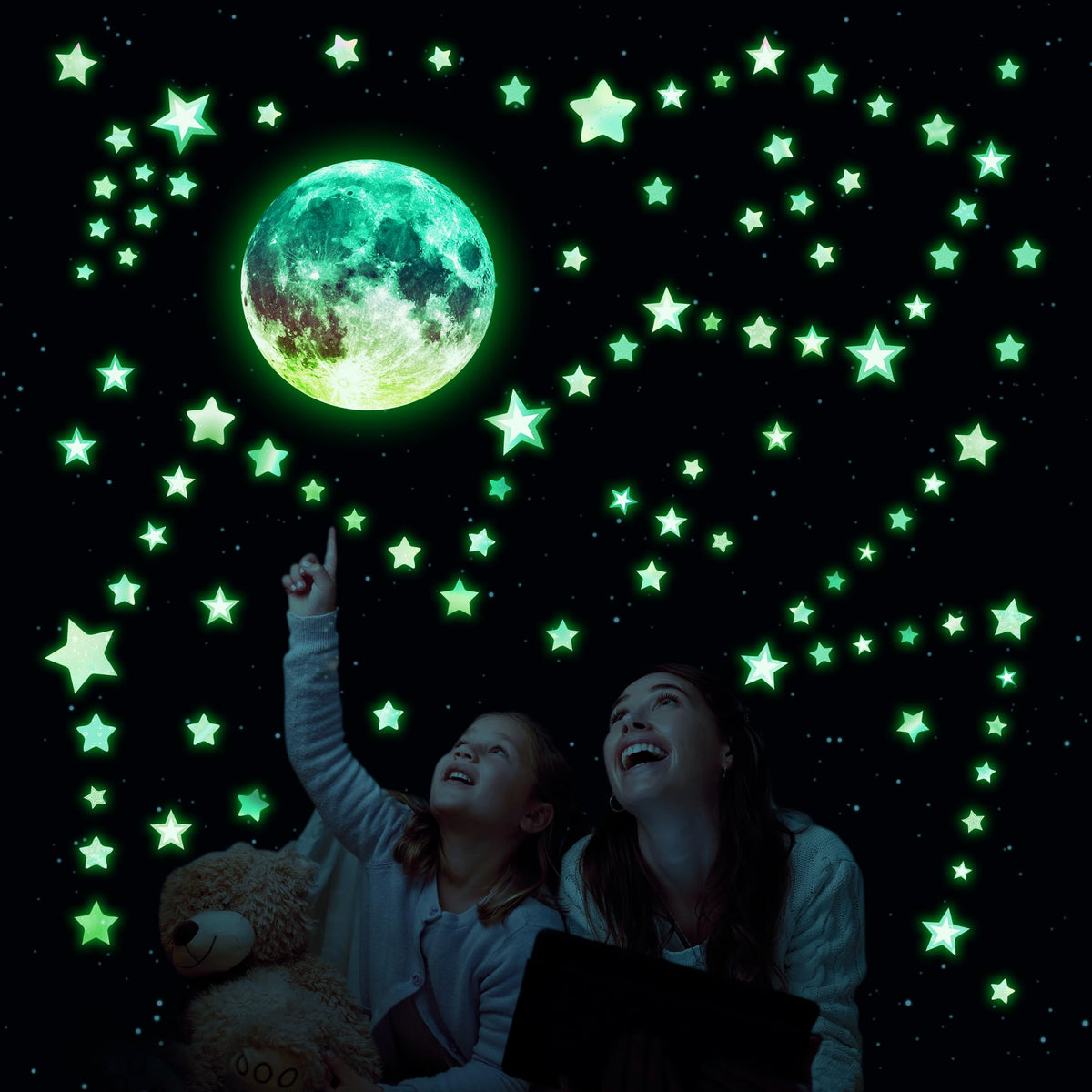 Robmoda glow-stars-ceiling creates a twinkling night sky for kids' rooms