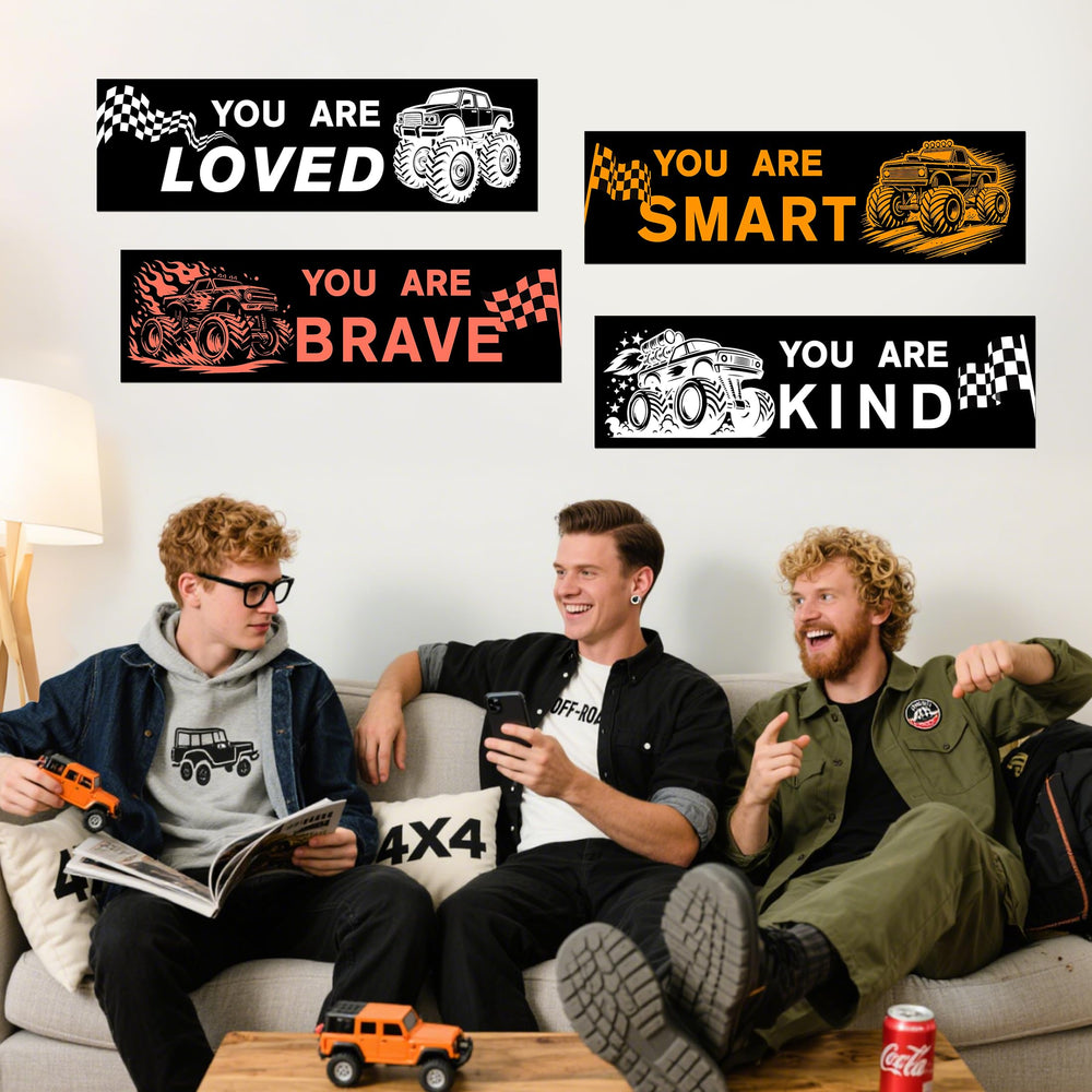 Robmoda glow truck wall sticker application tips demonstrating easy peel-and-stick use