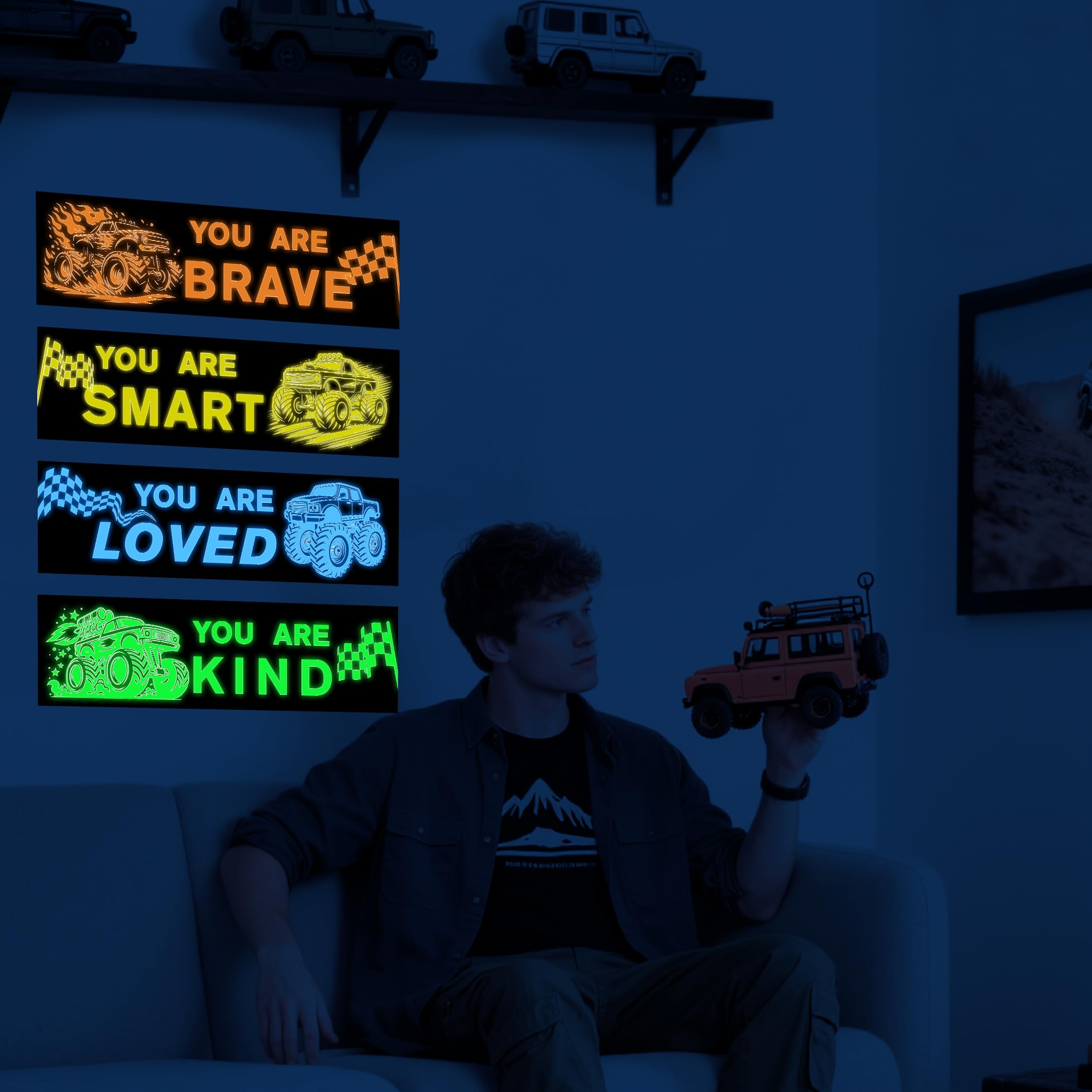 Robmoda glow truck wall sticker variant-b boosts playroom motivation with bold colors