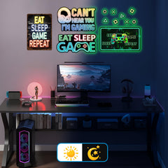 Robmoda glow wall stickers eat sleep game repeat glow for arcade-like vibe