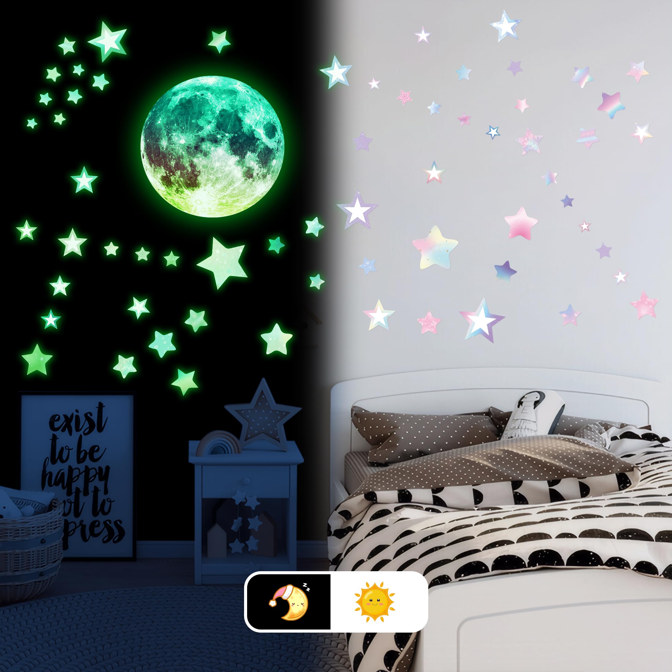 Robmoda holographic-stars-decal shimmering stars for playroom decor