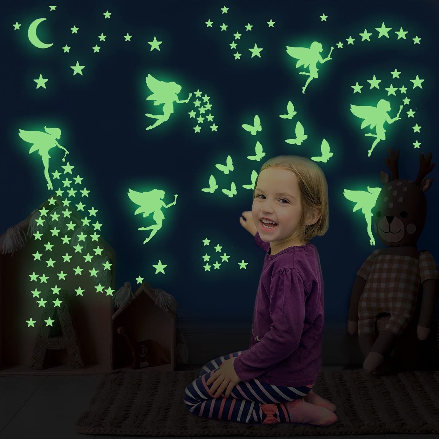 Robmoda luminous fairies wall stickers brighten ceilings with whimsical night-time charm.
