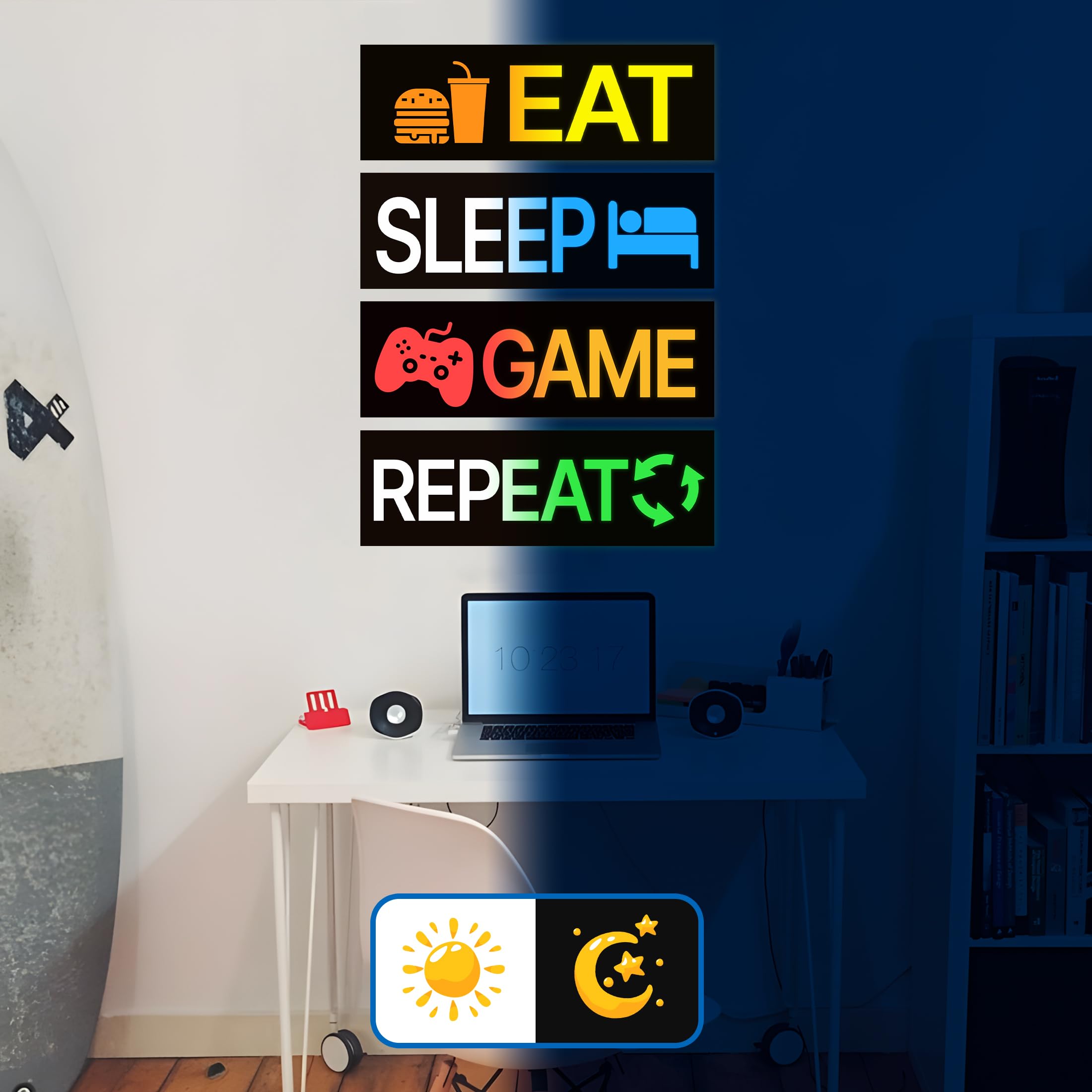 Robmoda neon game wall sticker Game adds dynamic focal points for playtime.
