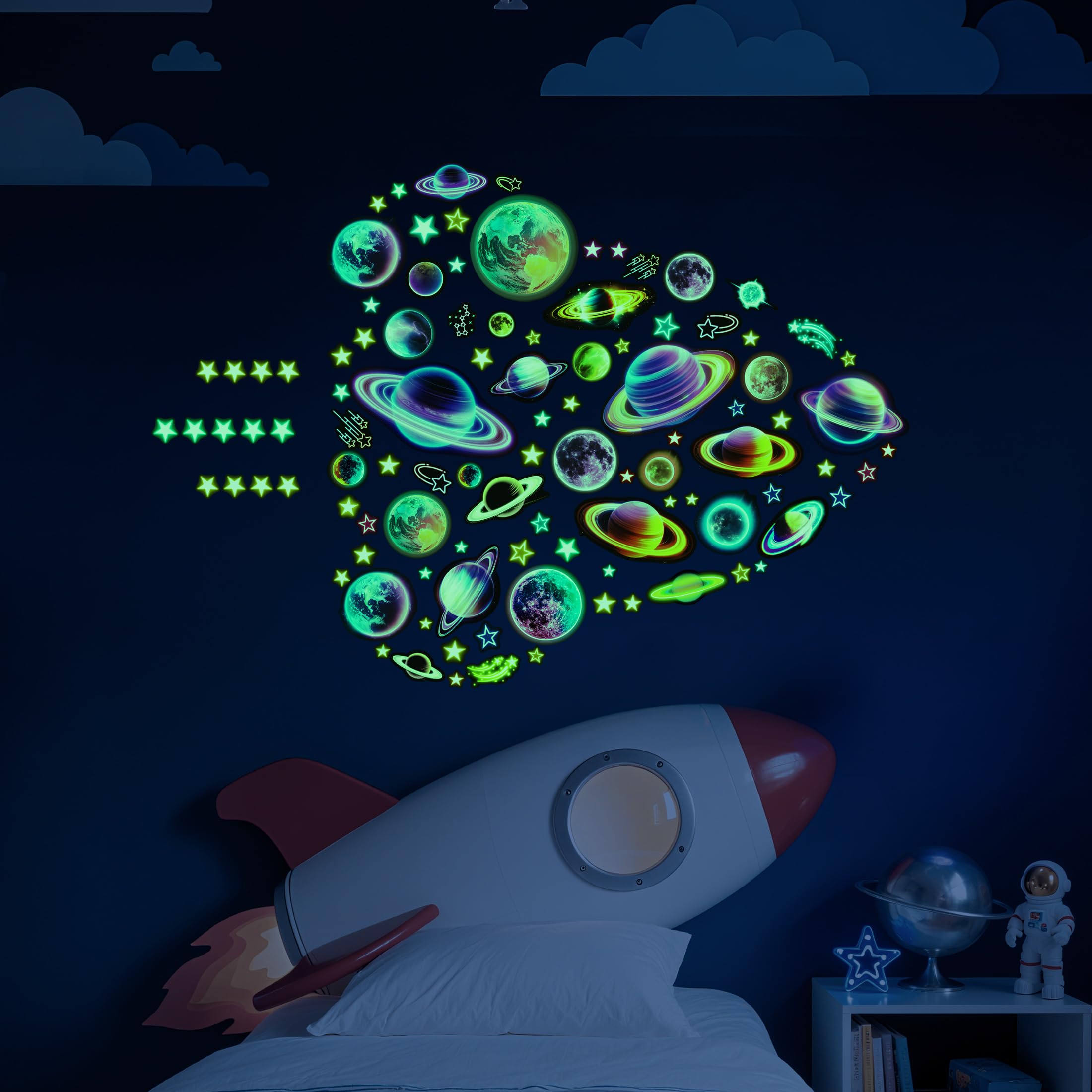 Robmoda neon space stars wall stickers ceiling decor ideal for ceiling and windows