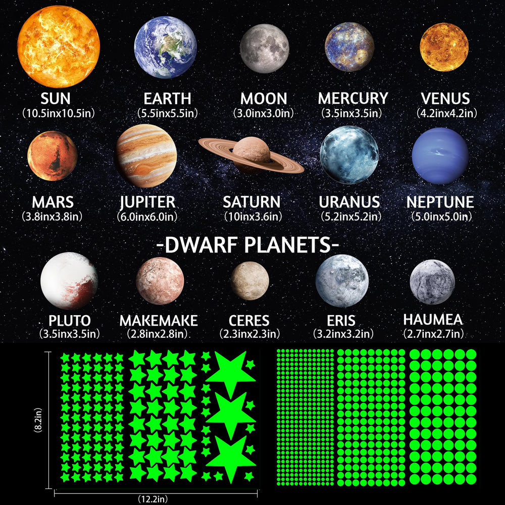 Robmoda planets solar system pack with glowing planets for space-themed decor
