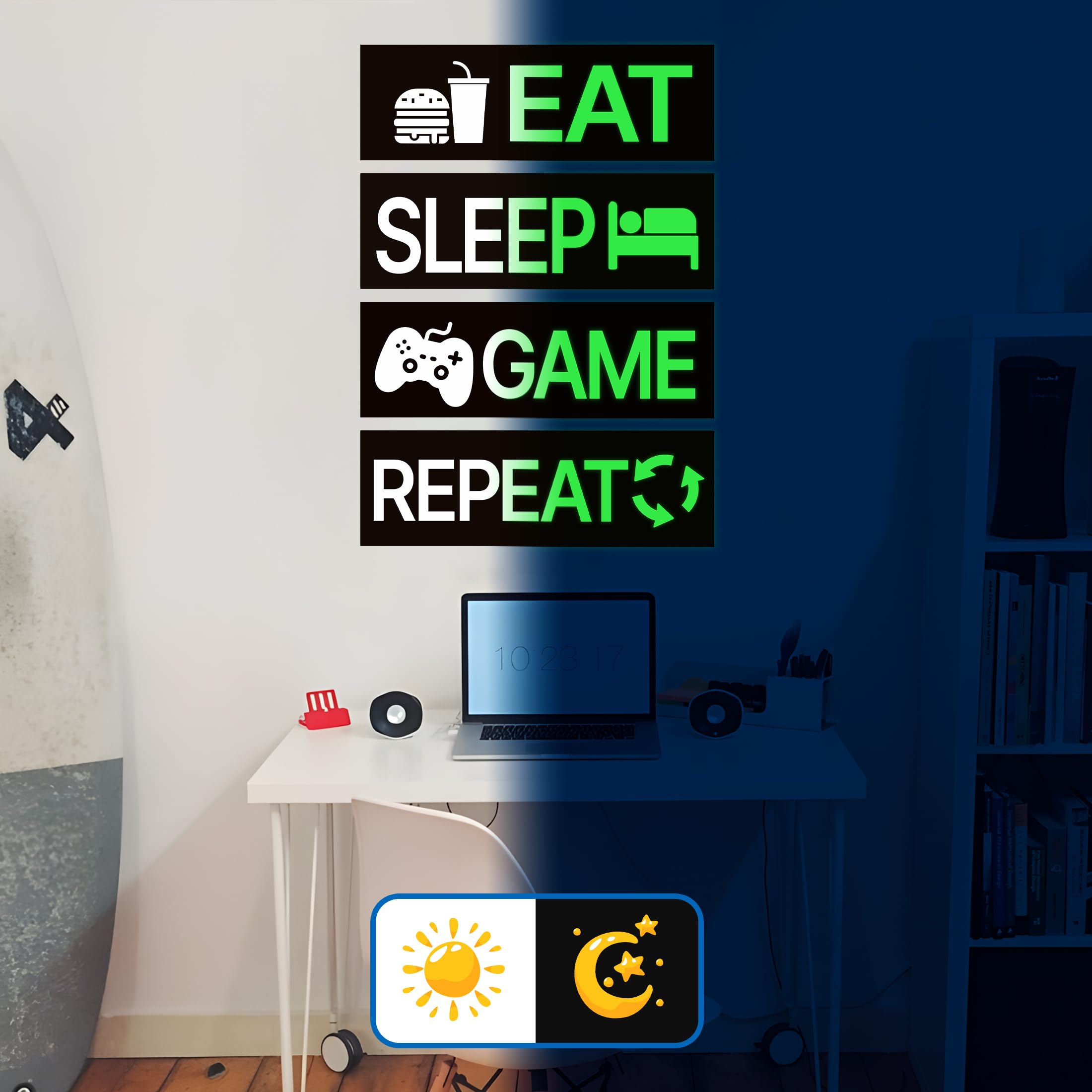Robmoda Repeat neon wall sticker glows to keep rhythm in kids' room.