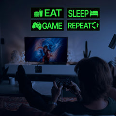 Robmoda Sleep neon wall sticker glows to create cozy gaming-night ambiance.