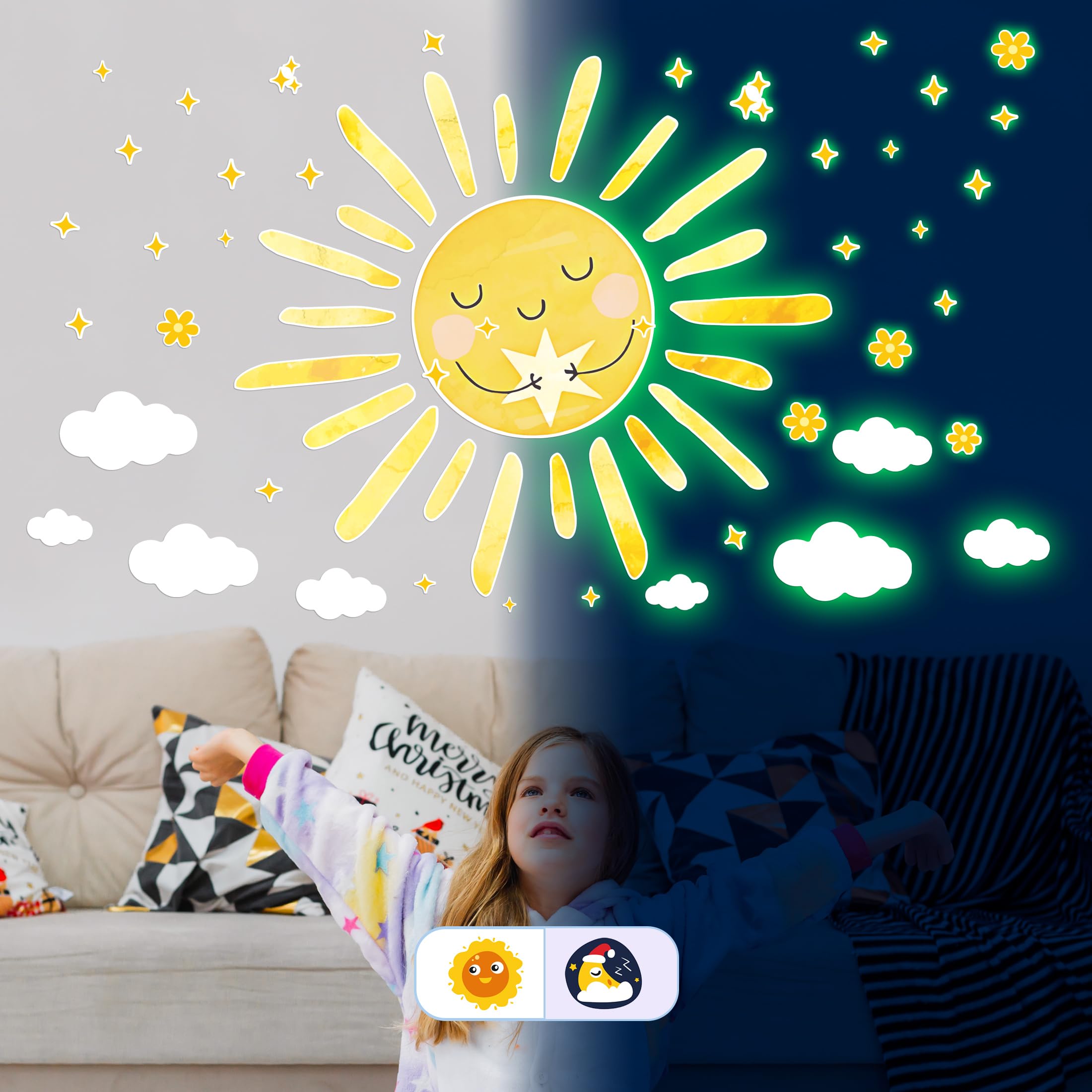 Robmoda stars wall decal adds twinkling accents for imaginative play.