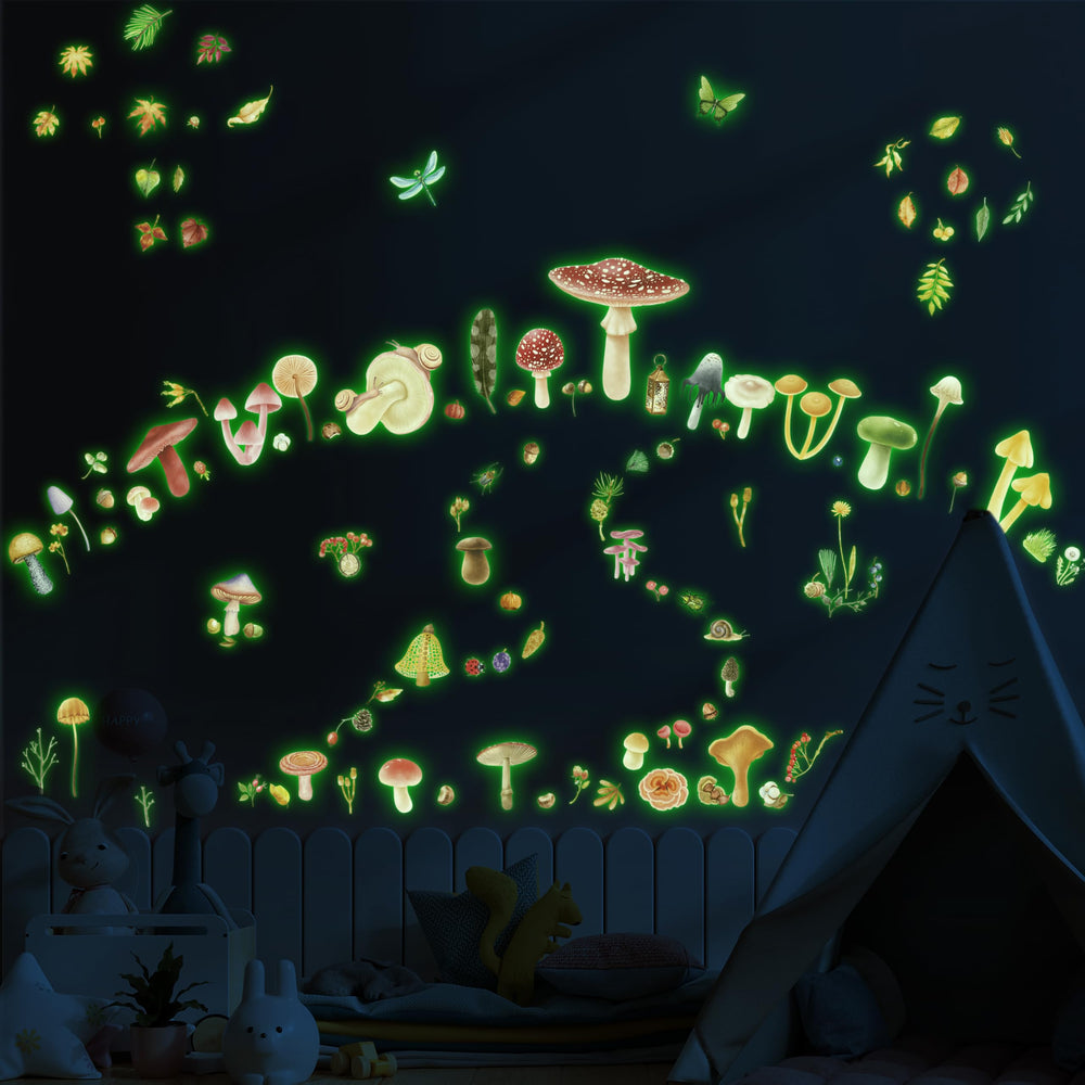 Robmoda watercolor mushroom wall stickers add playful color to kids' rooms.