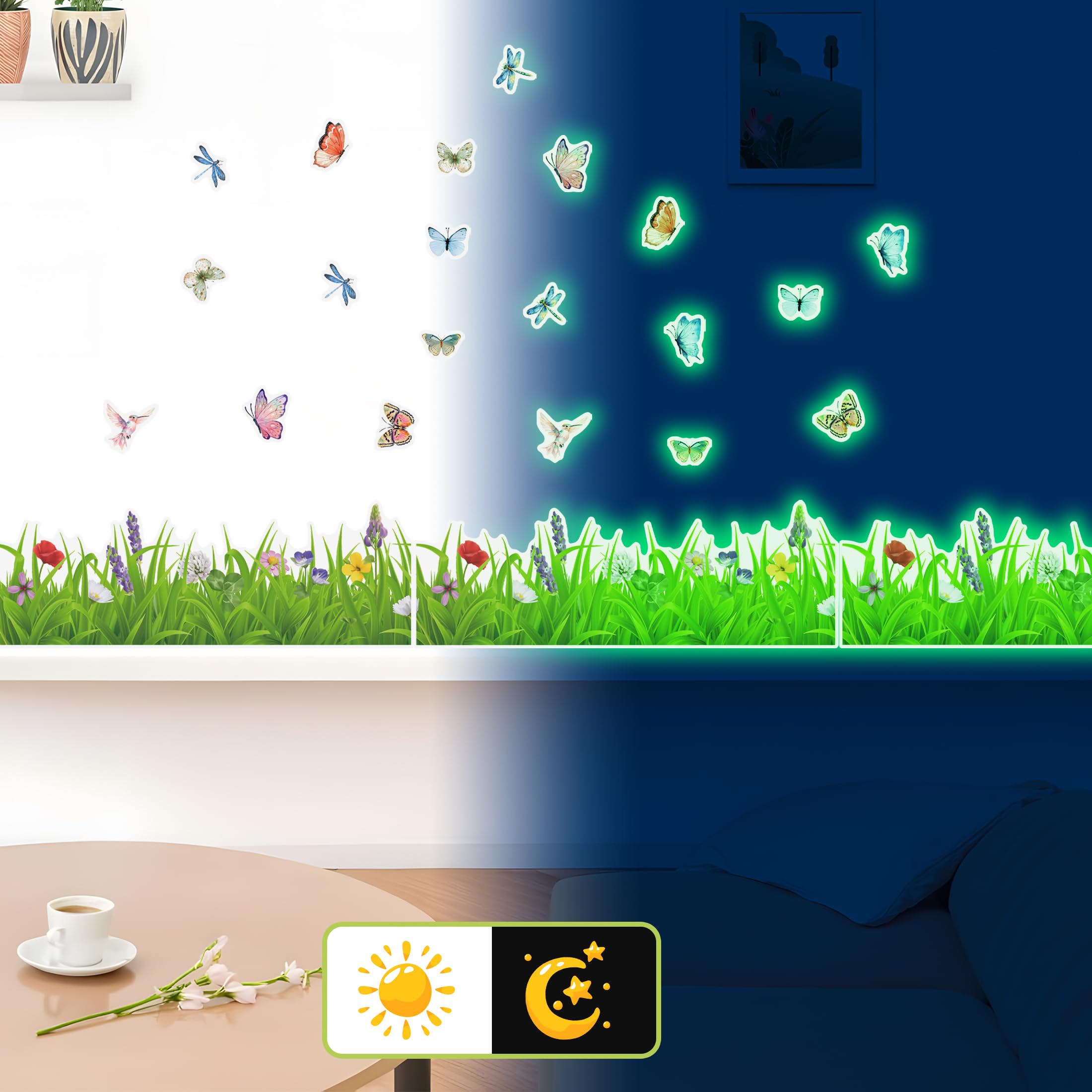 Robmoda wildflowers nursery decal enhances study areas with colorful blooms.