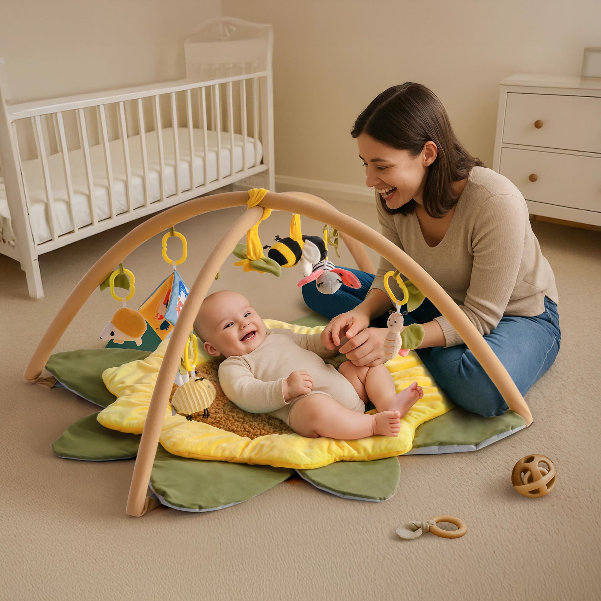 ROBUD Sunflower Play Mat baby mirror aids self-recognition and safe exploration