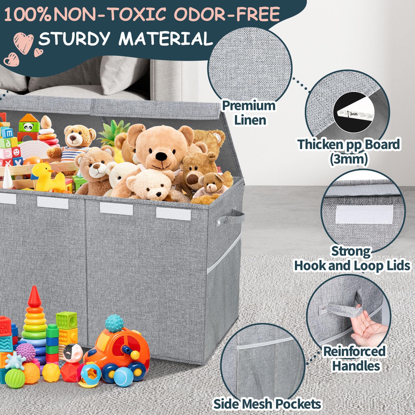 Rocamdo toy box folded flat for compact storage