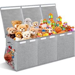 Rocamdo extra large toy box with lids showing ample storage space for toys and blankets