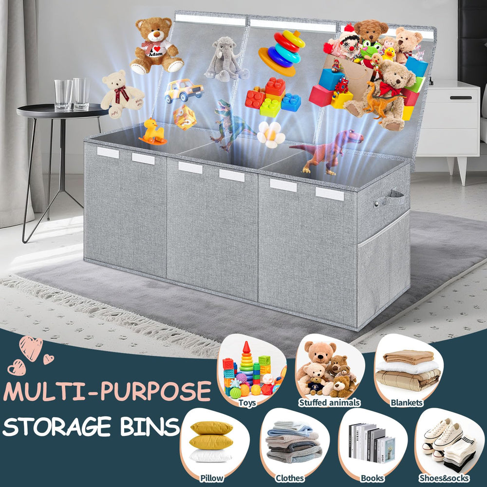 Rocamdo toy box side mesh pockets for small items within reach