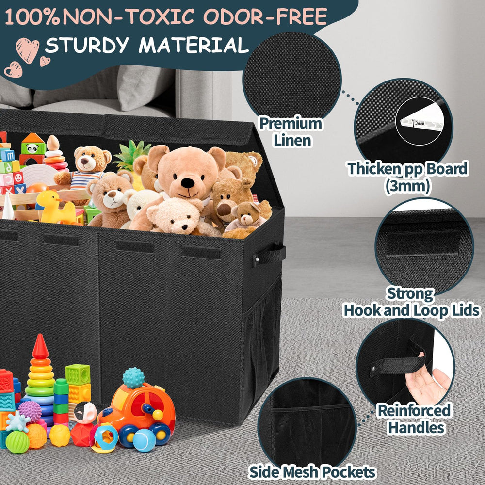 Rocamdo toy box soft-closure lids helping gentle closing during playtime
