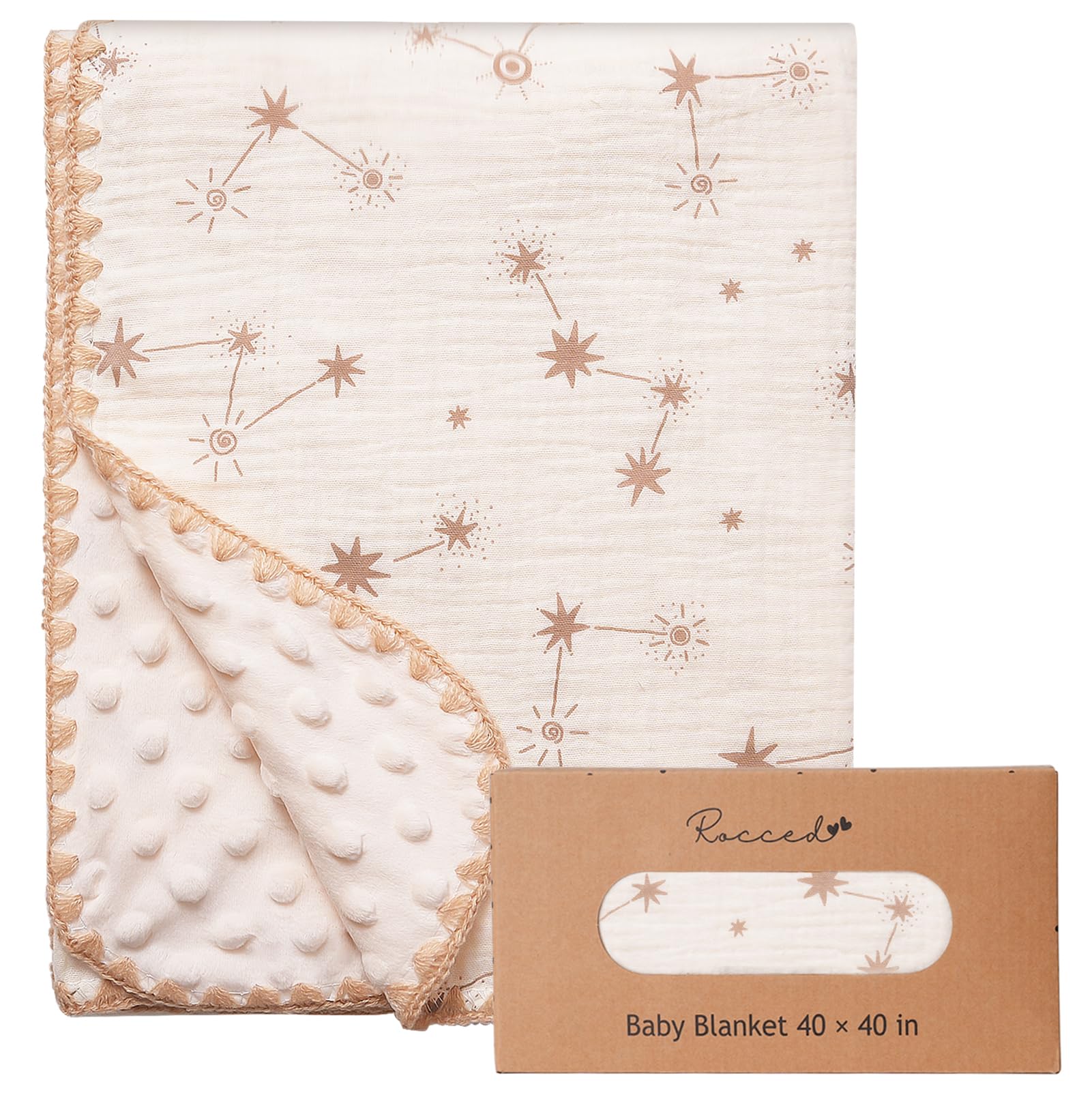 ROCCED baby constellation blanket showcases a soft, breathable cotton design for gentle skin comfort.
