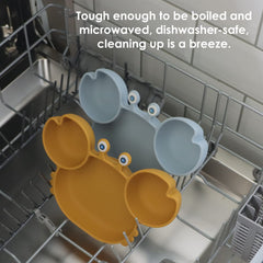 ROCCED mealtime suction plates on table show spill prevention