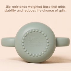 ROCCED silicone cup features slip-resistant base to reduce spills.