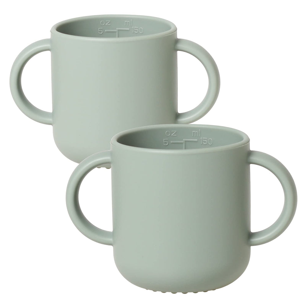ROCCED silicone training cup with two handles supports early independent drinking.