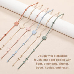 ROCCED Stroller Toy Straps attachment keeps items within reach during travel.