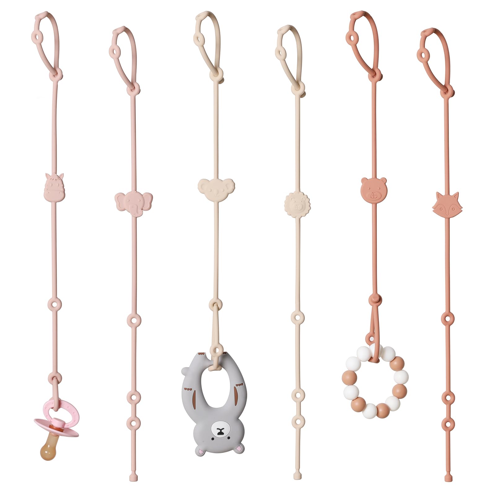 ROCCED Toy Straps bundle with six animal designs for secure play on the go.