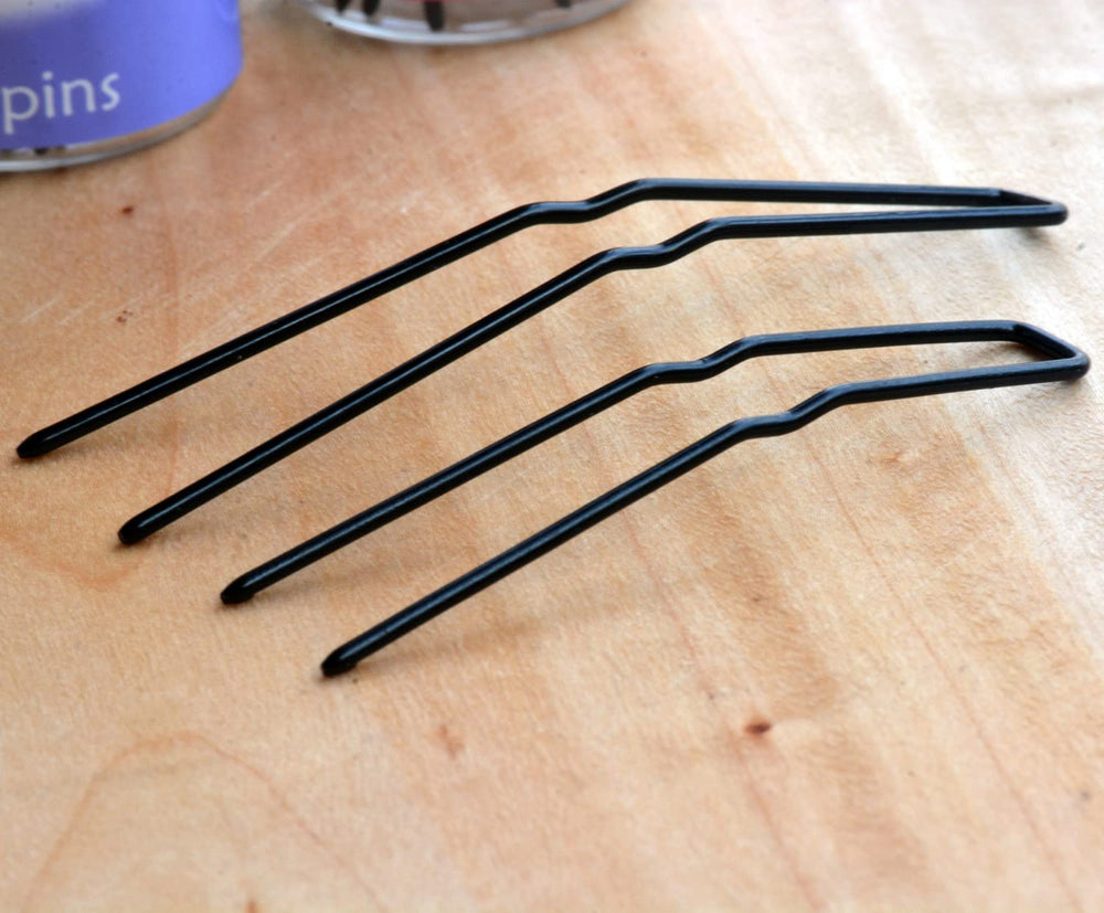 ROCST black 3-inch hairpins demonstrate secure hold in thick hair