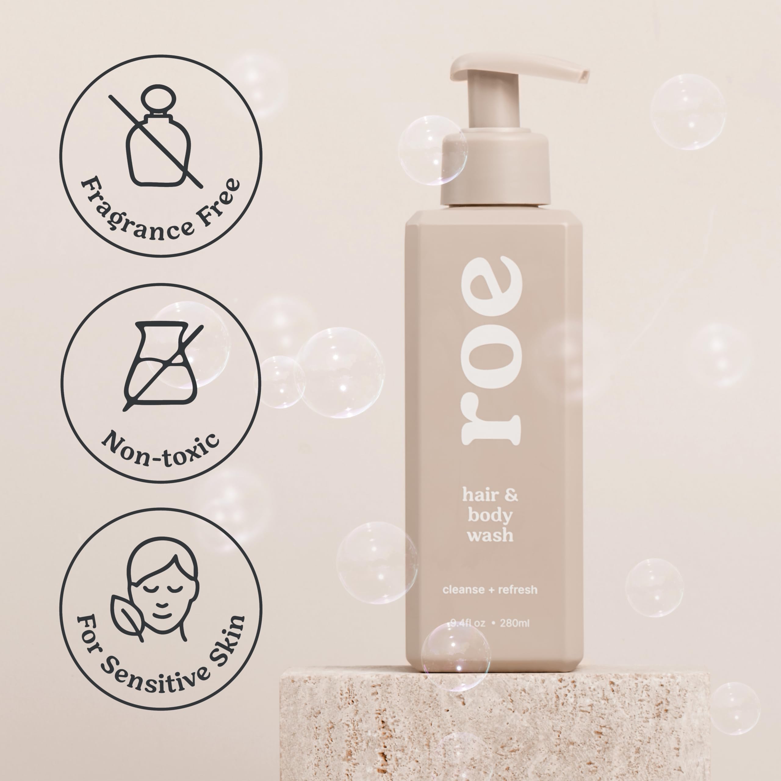 Roe Wellness Toddler & Baby Body Wash & Shampoo – Gentle, Safe, Vegan Care for Sensitive Skin | 9.4 oz