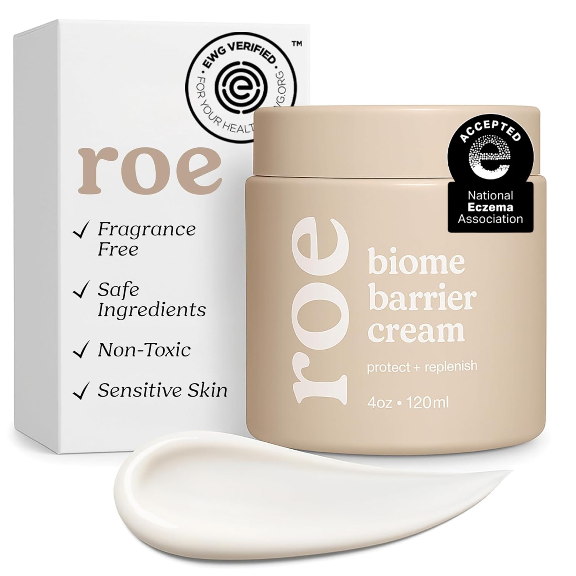 Roe Wellness baby cream lotion ointment package shows full body moisturization for delicate skin