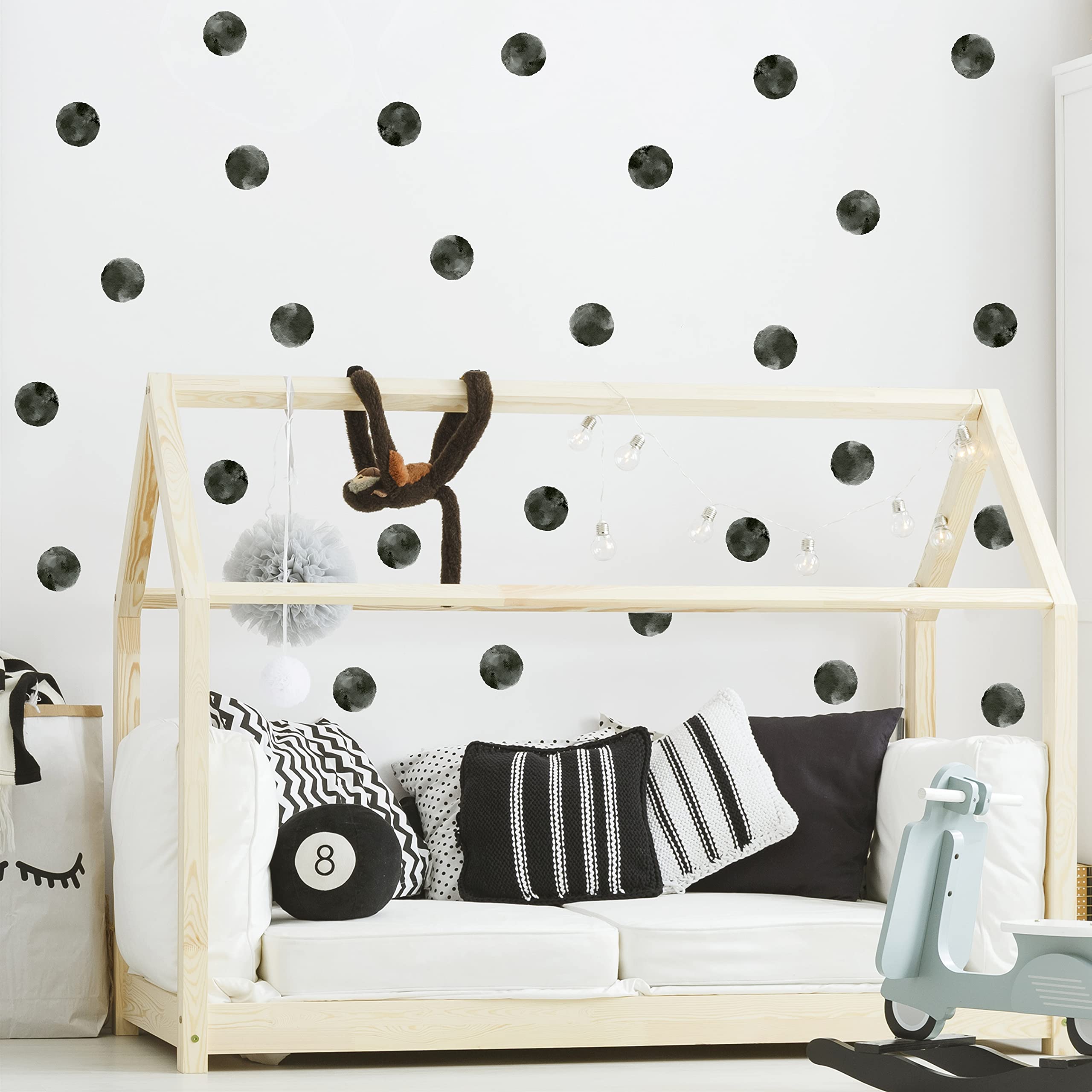ROFARSO 120 decals ink black polka dots brighten nursery walls, easy removal.