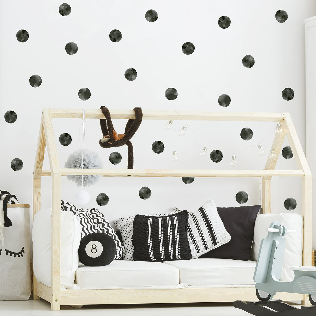ROFARSO 120 decals ink black polka dots brighten nursery walls, easy removal.