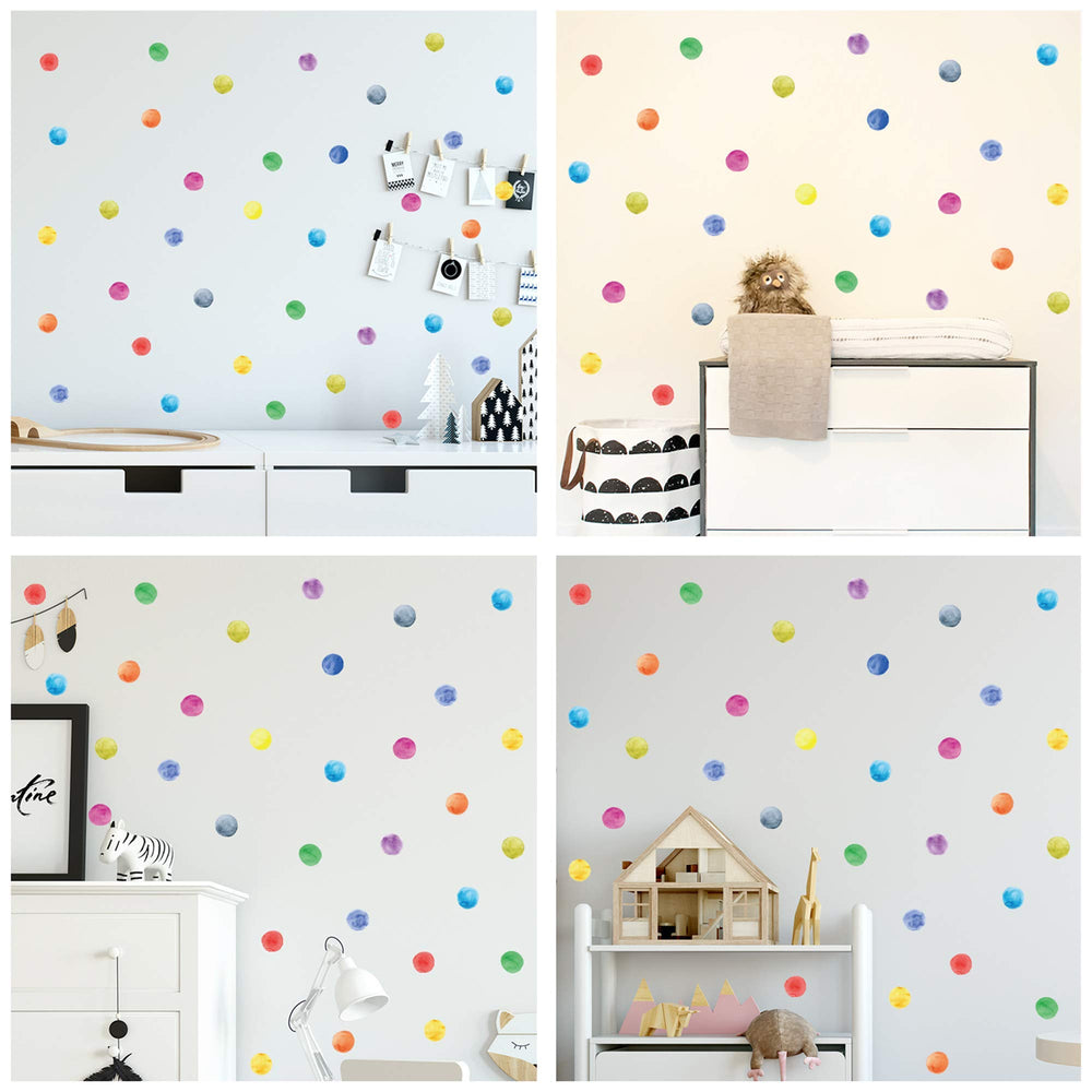 ROFARSO watercolor dots wall pack brightens playroom walls for DIY decor