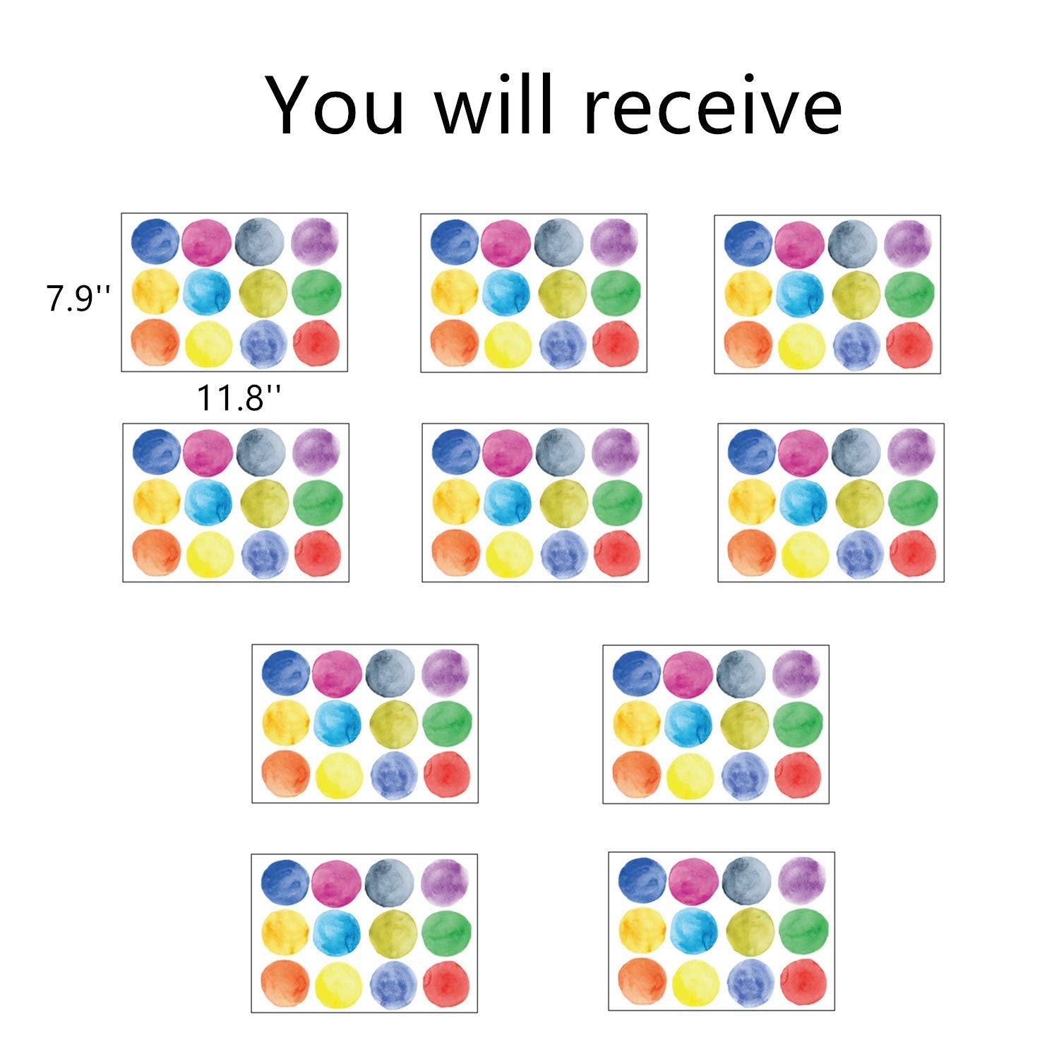 ROFARSO 120 decals removable dots on surfaces without residue