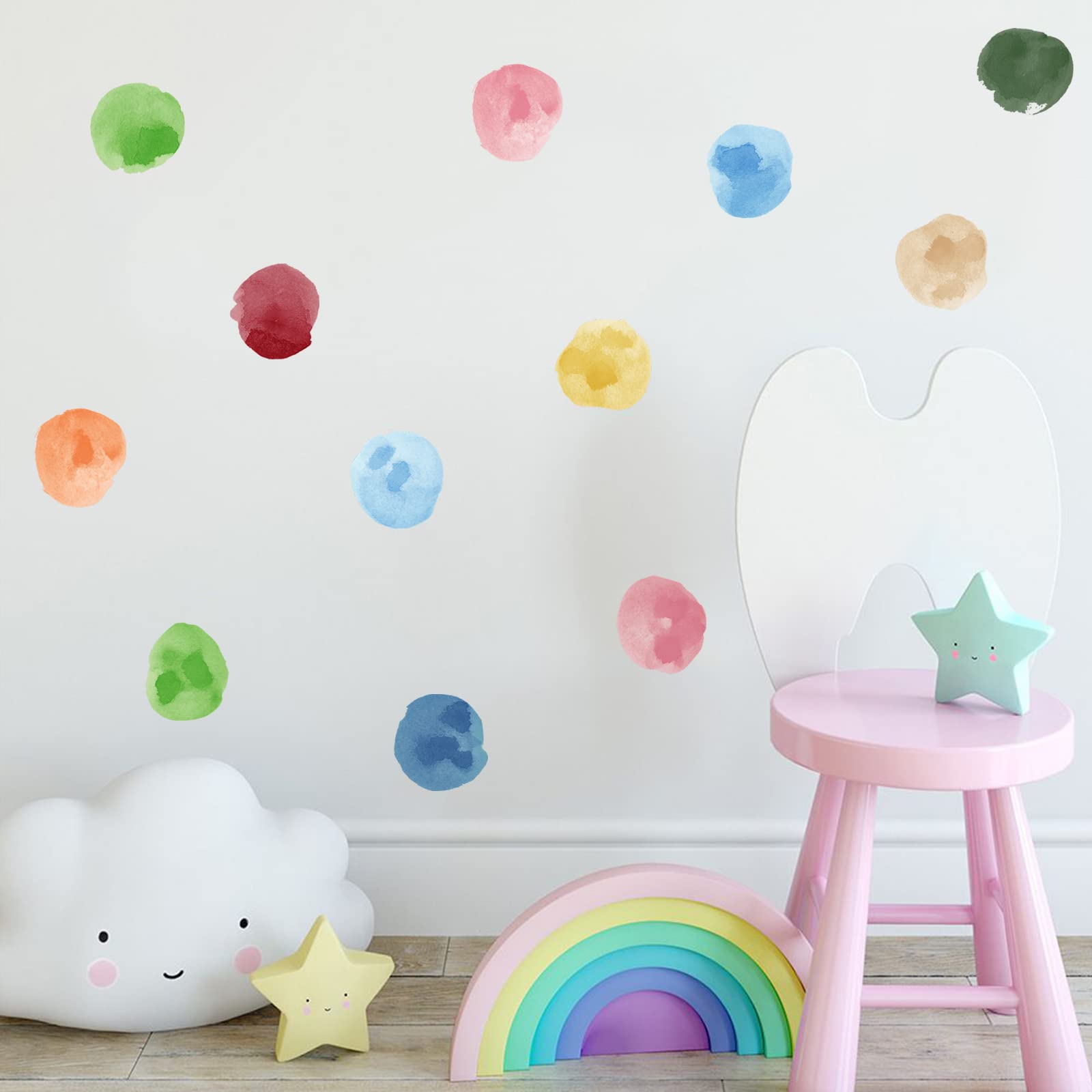 ROFARSO living-room accents with dots provide colorful texture and easy repositioning.