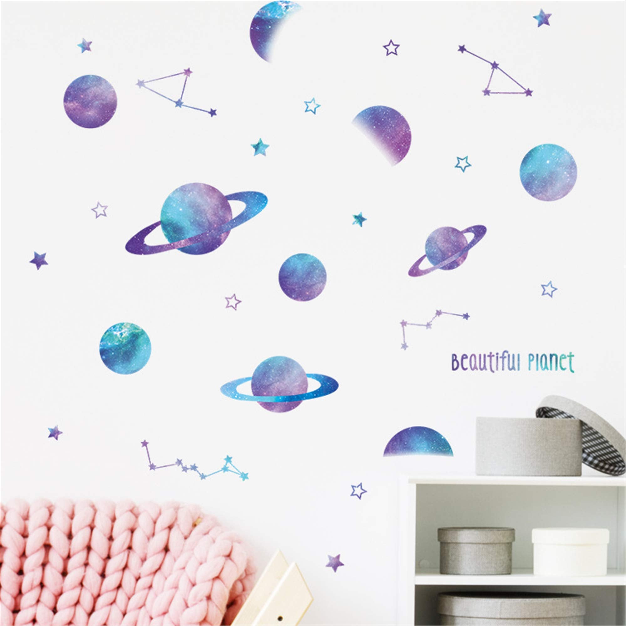 ROFARSO constellation DIY vinyl wall decals easy to apply and reposition.