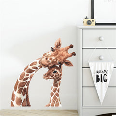 ROFARSO lifelike giraffe wall decal bedroom—adds gentle whimsy and cozy atmosphere.