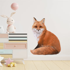 ROFARSO lifelike red fox wall sticker – playful nursery decor.
