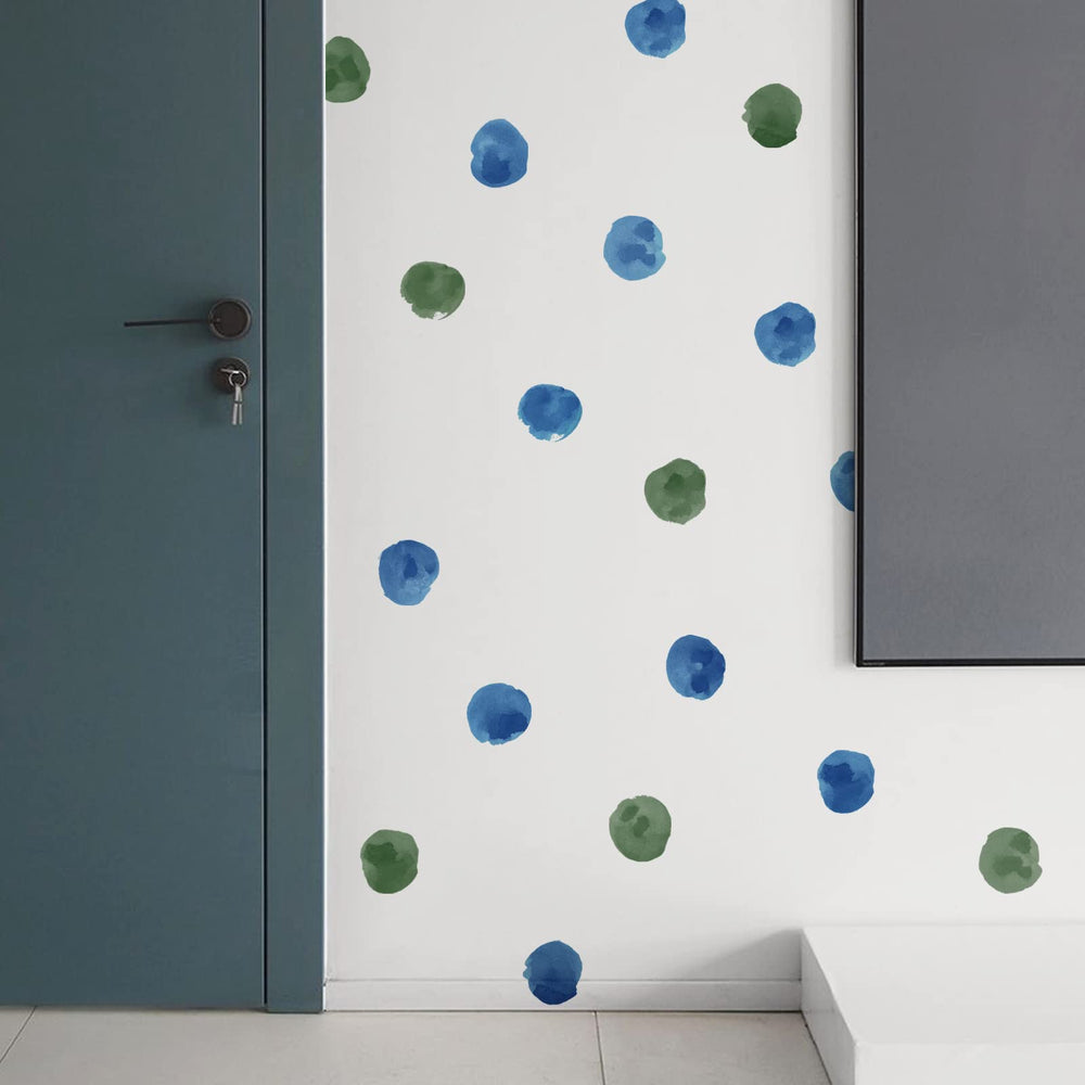 ROFARSO nursery decor dots demonstrate simple peel-and-stick on walls or furniture.