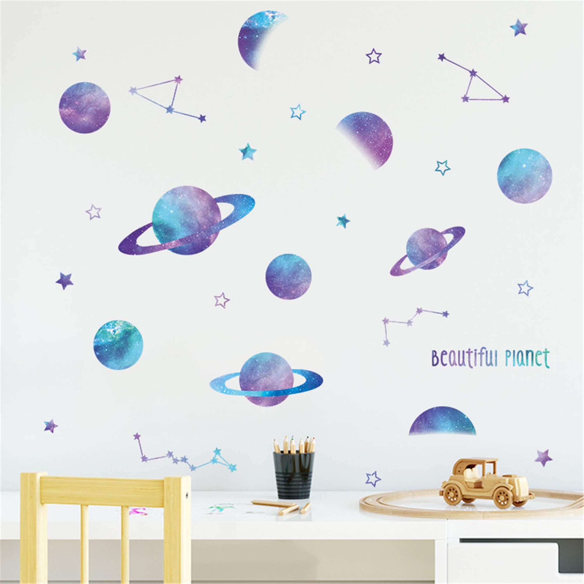 ROFARSO planet and star murals offer vivid colors for imaginative play.