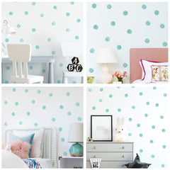 ROFARSO polka-dots wall decals cyan 2.2-inch for removable color pops