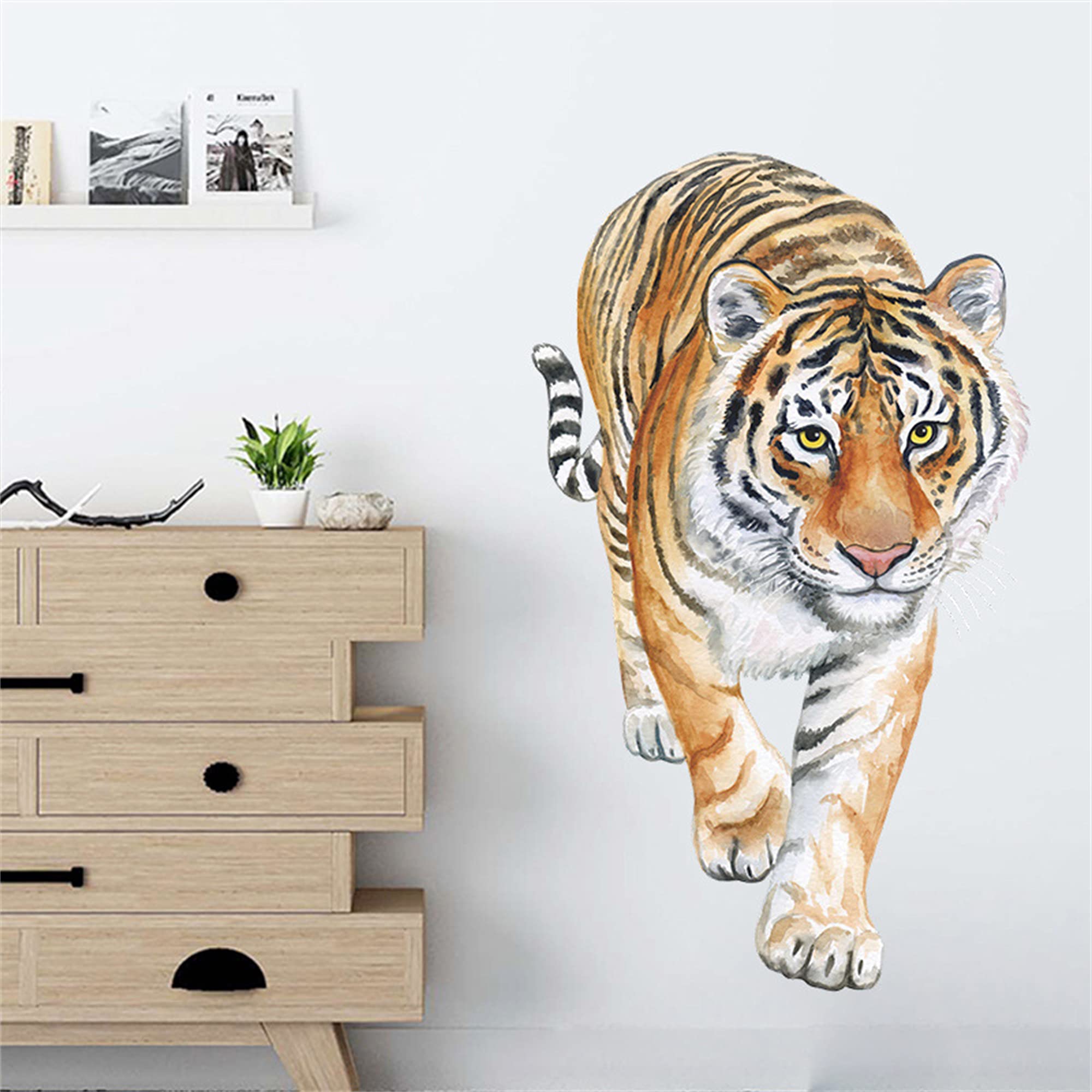 ROFARSO tiger wall-sticker-closeup highlighting vivid colors and PVC quality.
