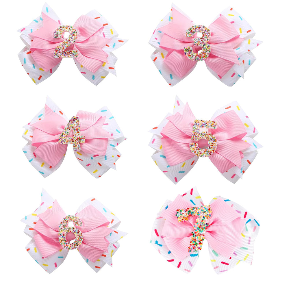 Roffiy birthday bow worn by a child for photo-ready party moments
